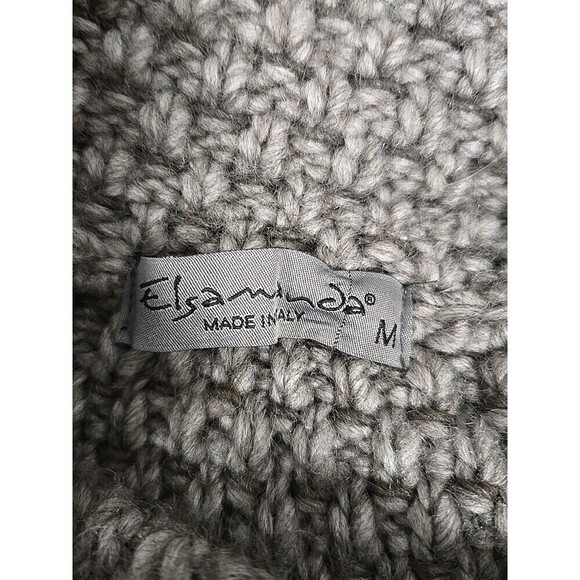 ELSAMANDA Chunky Knit Cape Cardigan Wool Alpaca Brown Women’s M Made In Italy - Picture 7 of 10